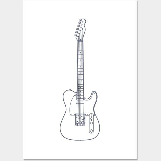 T-Style Electric Guitar Outline Wall Art by nightsworthy